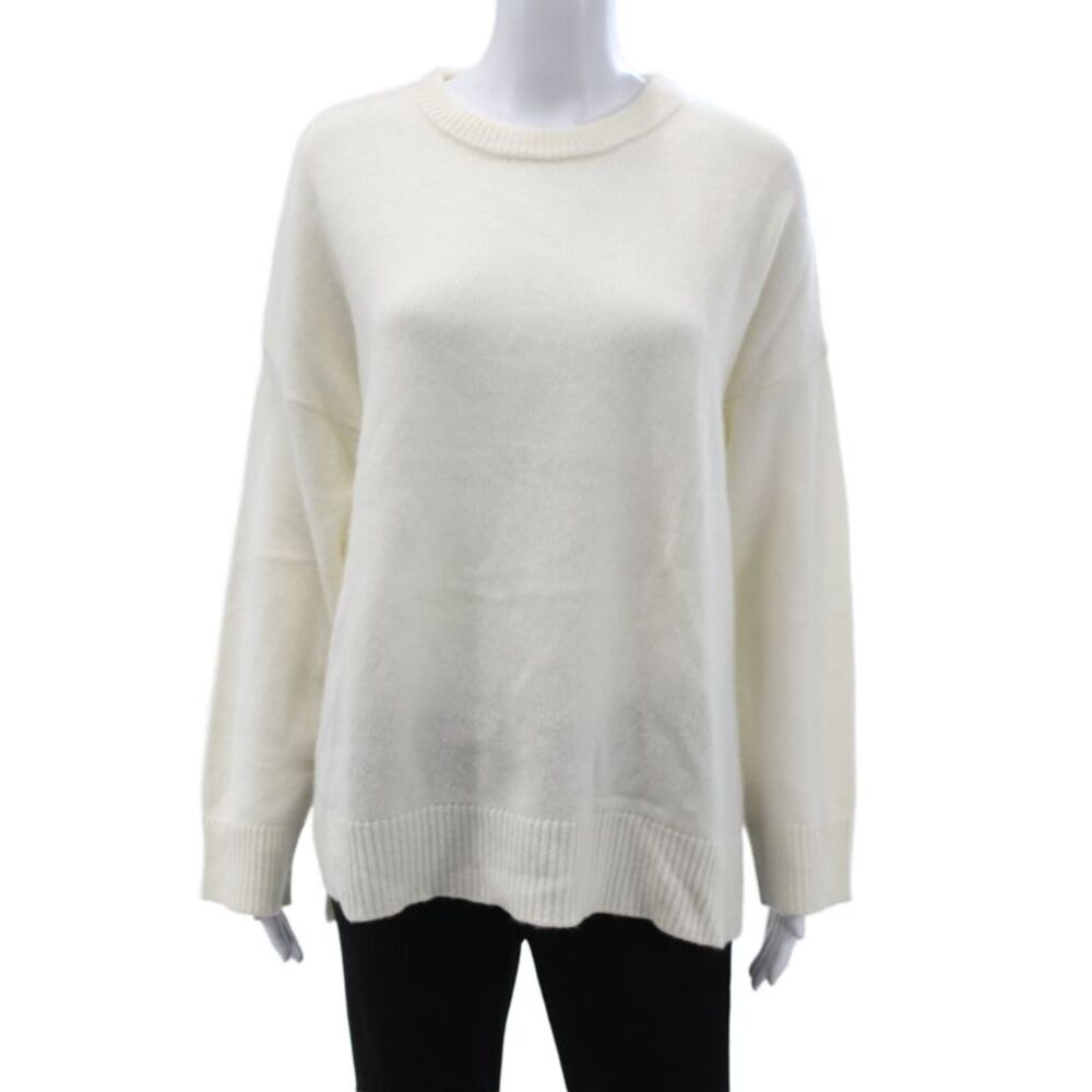 Christina Lehr Women Pullover 100% Cashmere Crew Neck Long Sleeve Ivory Size 2